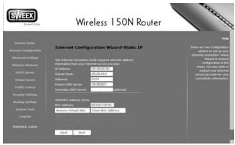SWEEX LW150 - Configuration 5: IP statique - 1