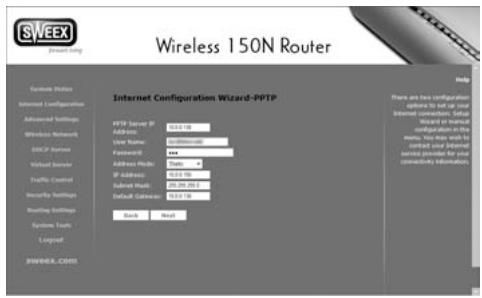 SWEEX LW150 - Configuration 3: PPTP - 1