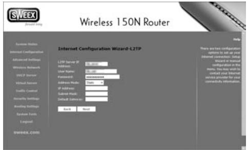 SWEEX LW150 - Configuration 4: L2TP - 1