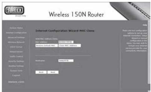 SWEEX LW150 - Configuration 1: DHCP avec adresse MAC clonée - 1