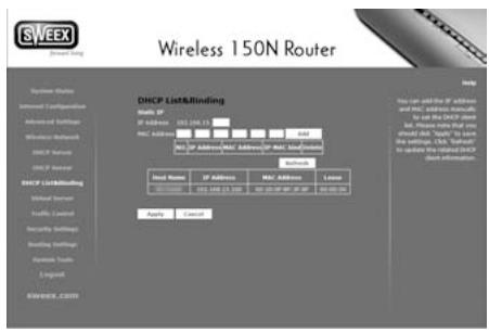 SWEEX LW150 - DHCP statique - 1