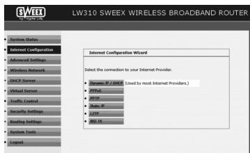 SWEEX LW310 - Settings 2 DHCP with hostname - 1