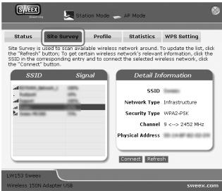SWEEX LW313 - Windows XP with SweeX Utility: - 2