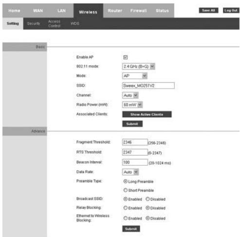 SWEEX MO251V2 - Wireless settings and security - 1