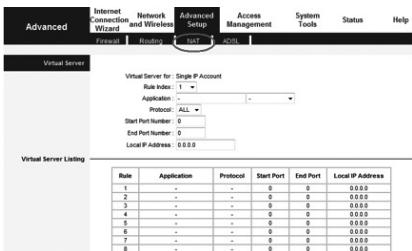 SWEEX MO300 - Thereafter click "Virtual Server" - 1