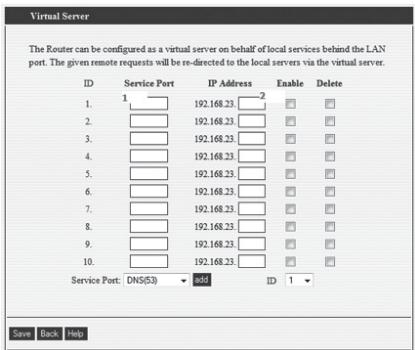 SWEEX RO003 - Opening ports in the router (Virtual Server and DMZ) - 1
