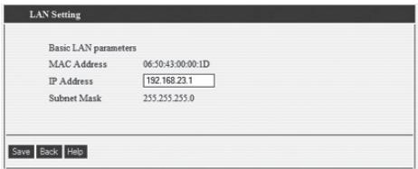 SWEEX RO003 - LAN settings - 1