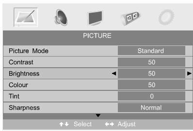 SWEEX TV022 - VIDEO menu options - 1