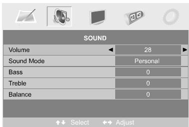 SWEEX TV022 - AUDIO menu options - 1