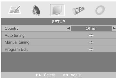 SWEEX TV023 - Setup menu options - 1