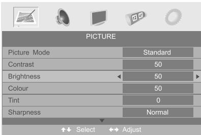 SWEEX TV023 - VIDEO menu options - 1