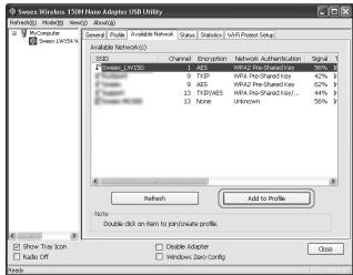 SWEEX LW154 - Windows XP with SweeX Utility: - 2