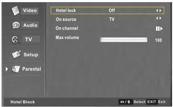 SWEEX TV126 - . Parental menu - 2