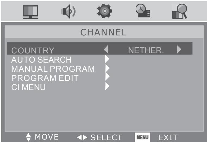 SWEEX TV134 - CHANNEL menu - 1