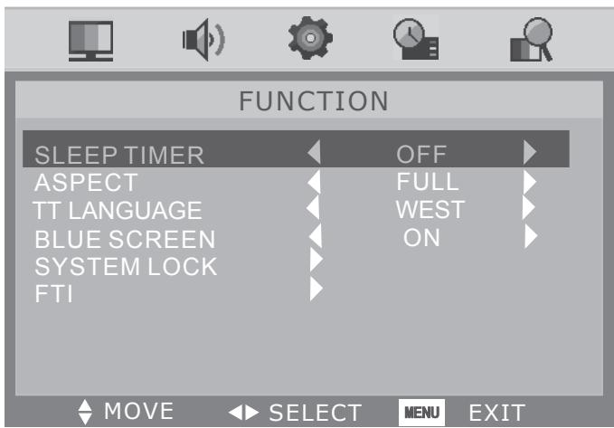 SWEEX TV134 - FUNCTION menu - 1