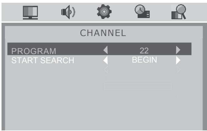 SWEEX TV134 - CHANNEL menu - 2