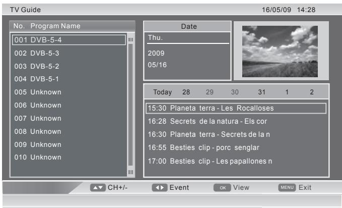 SWEEX TV134 - EPG menu: - 1