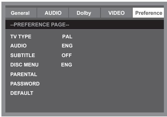 SWEEX TV134 - Preference setup menu - 1