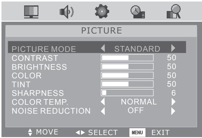SWEEX TV134 - PICTURE menu - 1