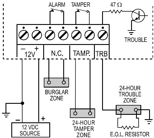 VISONIC DUO 240 - Terminals: 12V(+) and (-) - 1