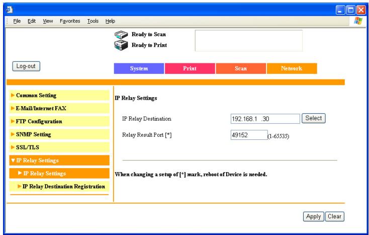 KONICA BIZHUB 222 - To select a relay station - 1