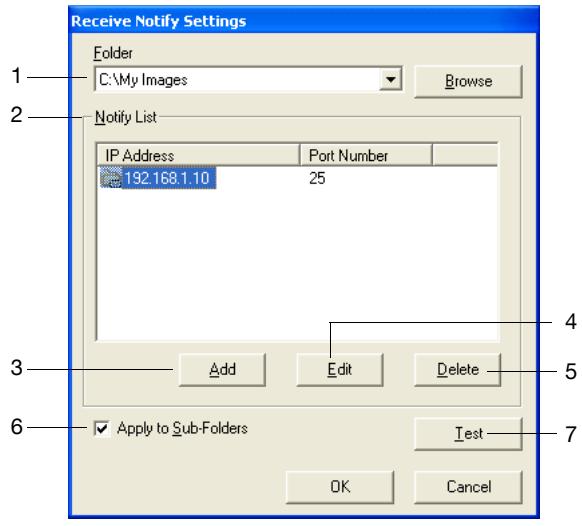 KONICA BIZHUB 362 - Receive Notify Settings dialog box - 1