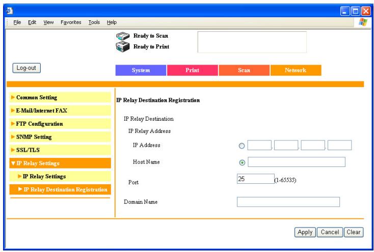 KONICA BIZHUB 362 - Specify the settings for the relay station, and then click [Apply]. - 1
