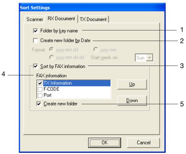 KONICA BIZHUB 362 - Sort Settings dialog box (RX Document tab) - 1