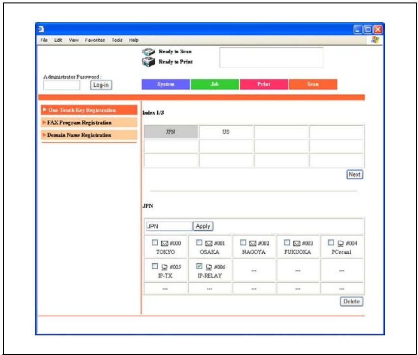 KONICA BIZHUB 362 - Deleting a one-touch dial recipient - 2