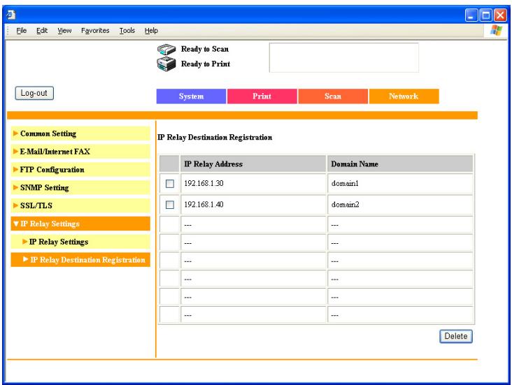 KONICA BIZHUB 362 - To register an IP relay station - 1