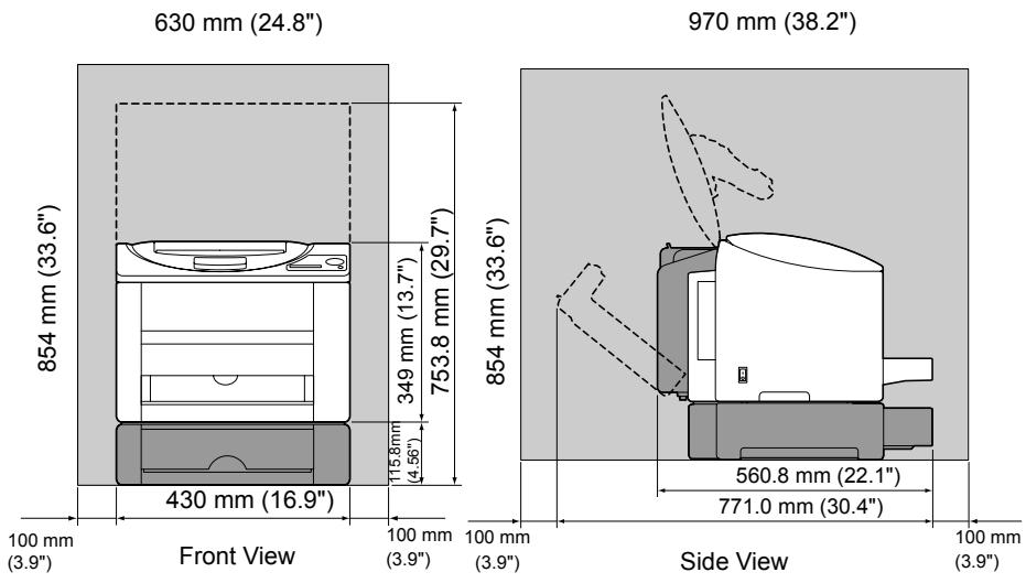 KONICA BIZHUB C10P - Space Requirements - 1