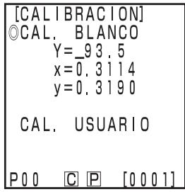 KONICA CR-400 - Pulse la tecla de Calibracion Calibrate)msteadas muestra la pantalla de Mediciones. 1 - 1