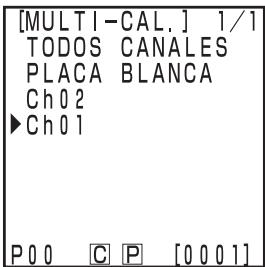 KONICA CR-400 - Desplace el cursor mediante la tecla para seleccionar un canal de calibracion. - 1