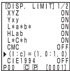 KONICA CR-400 - Select the CMC parameter settings using the key. - 1
