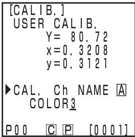 KONICA CR-400 - Once measurement is complete, select the "CAL.Ch NAME" using the key and set the name using the key and the numeric pad. - 1