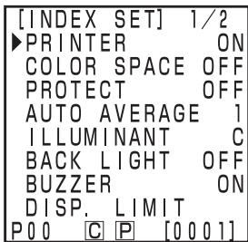 KONICA CR-400 - Press the Index Set key Index Set while in the measurement screen. - 1