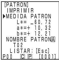 KONICA CR-400 - Selección “MEDIDA PATRON” mediante la tecla y establezca los datos de la diferencia de color mediante la tecla y el teclado número. - 1