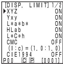 KONICA CR-410 - Press the Measure/Enter key to turn ON and OFF each color space. - 3