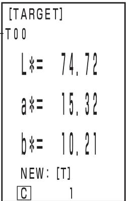 KONICA CR-410 - Press the Target Color key (Target) while in the measurement screen. - 1