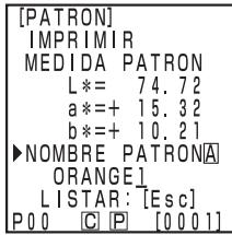 KONICA CR-410 - Una vez finalizada la medicación, selección “NÓMBRE PATRón” mediante la tecla  , y establezca el “ nombre para la diferencia de color respecto al patrón” mediante la tecla  y el teclado número. - 3