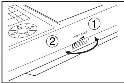 KONICA CR-410 - Turn the display contrast adjustment dial on the right side of the data processor so that the display is the most appropriate level. - 1