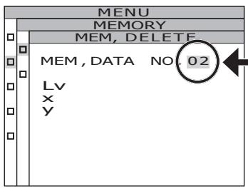 KONICA CS-2000 - 5-a-1. Deletion of saved data, one by one: Select the number of the memory data to be deleted, and press ENTER key. - 1