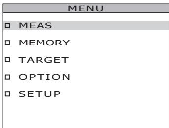 KONICA CS-2000 - Press MENU key when the MEAS screen is displayed. - 2