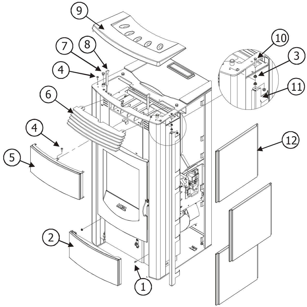 MCZ NOVA MULTI AIR - Habillages en céramique NOVA air et multiair - 1