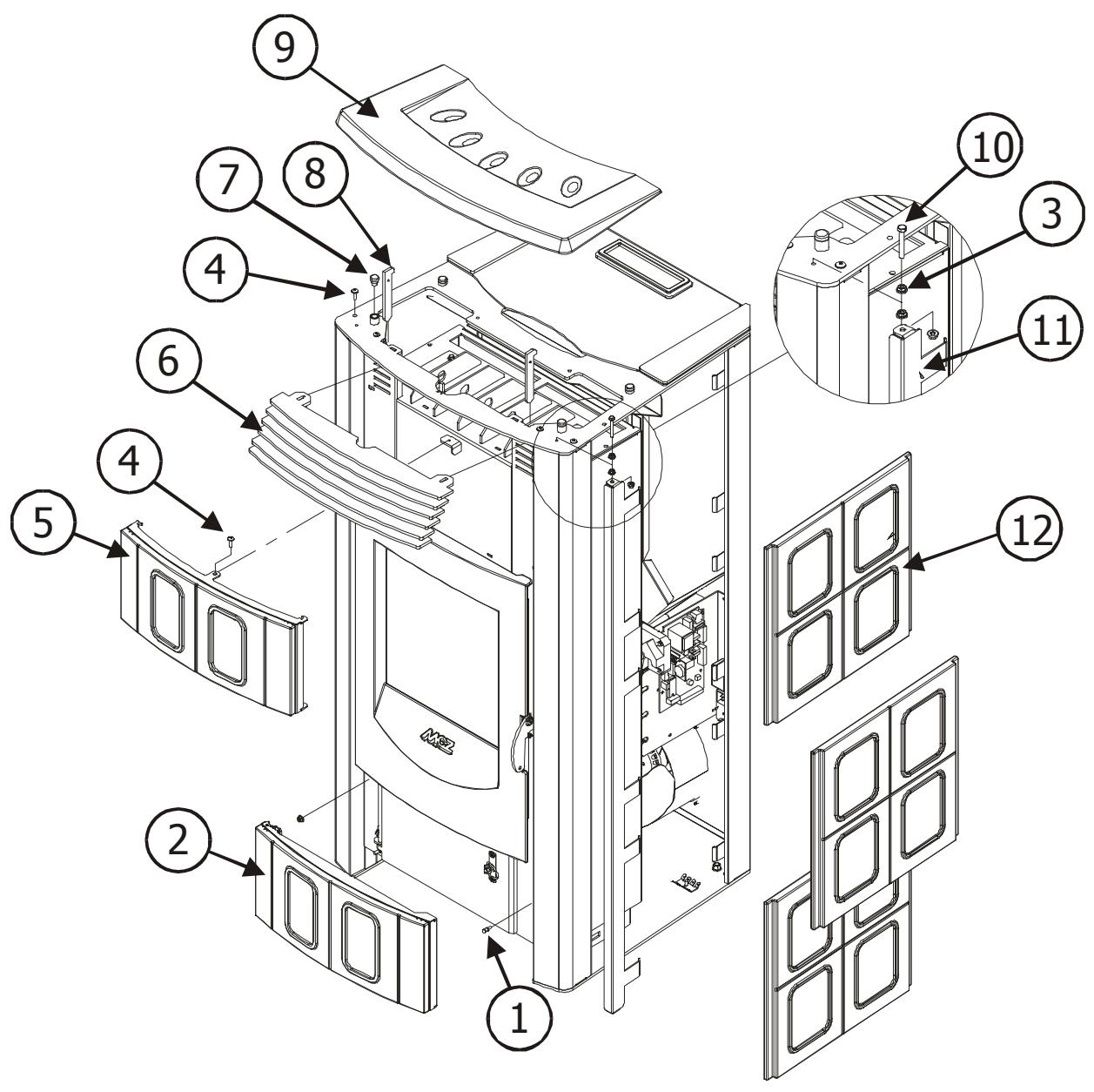 MCZ NOVA MULTI AIR - Habillages en céramique POLAR air et multiair - 1