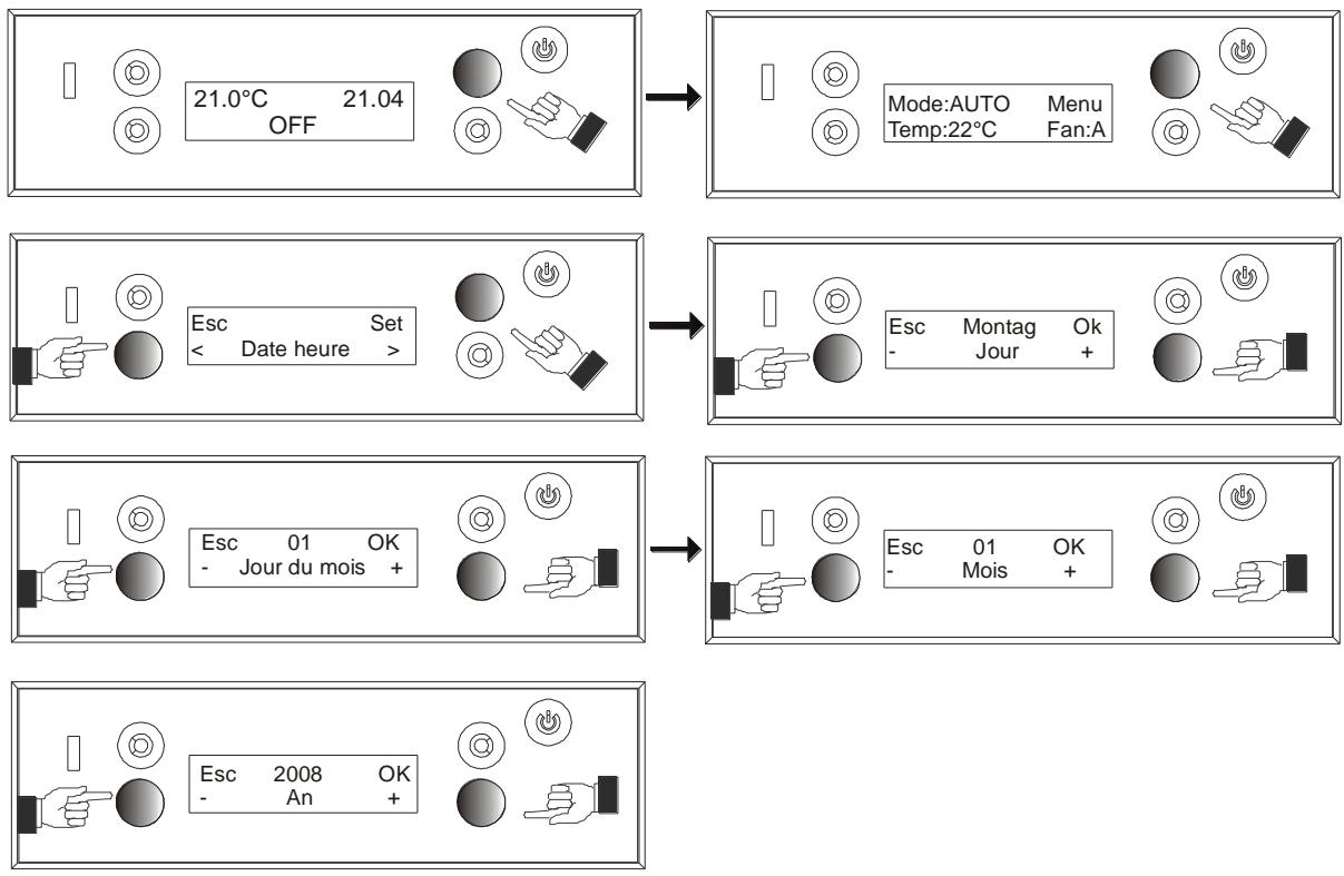 MCZ SUITE HYDRO - Réglage de l'heure et du jour en cours. - 2
