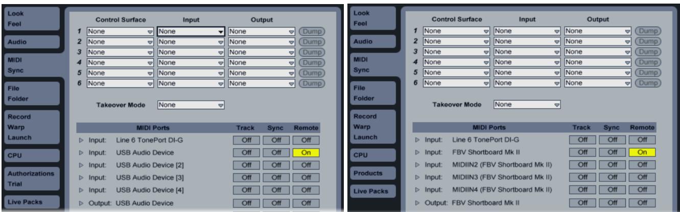 LINE 6 FBV MKII SERIES CONTROLLER - Ableton Live MIDI Input Device Configuration - 2