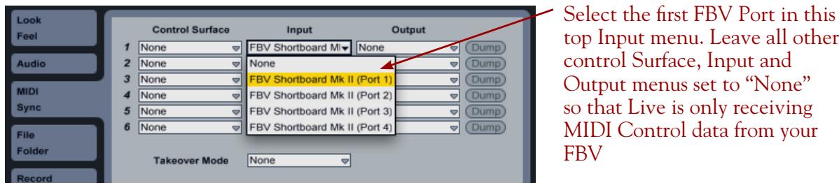 LINE 6 FBV MKII SERIES CONTROLLER - Ableton Live MIDI Input Device Configuration - 3