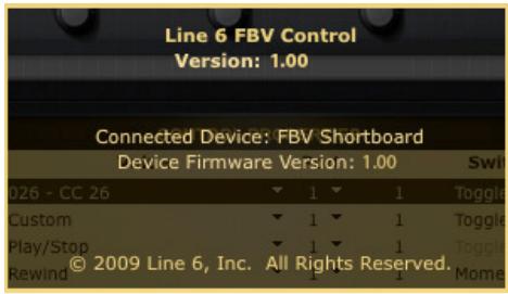 LINE 6 FBV MKII SERIES CONTROLLER - The 'About Line 6 FBV Control Application' Dialog - 1