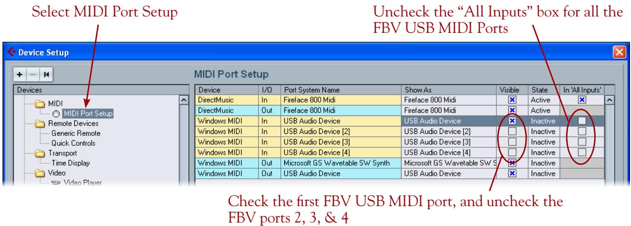 LINE 6 FBV MKII SERIES CONTROLLER - Cubase MIDI Port Setup - 1